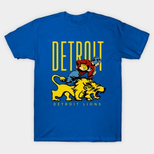 detroit lions yellow retro grunge T-Shirt